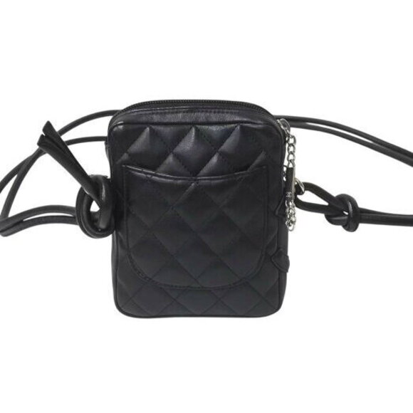 CHANEL Cambon Line Shoulder Bag Coco Mark Calfskin Quilted Black